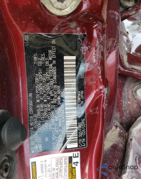 2004 Toyota Highlander из США, поврежденный, VIN JTEGD21A040084148